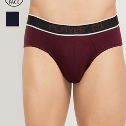 Max Men Navy Blue And Burgundy Pack Of 2 Solid Deo-Soft Basic Briefs-image-82