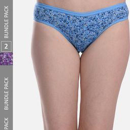 StyFun Women Pack Of 2 Printed Anti microbial Hipster Briefs LS_Flower_Panty_BluePurple-picture-28