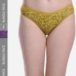 StyFun Women Pack Of 2 Printed Anti-Microbial Hipster Briefs LS_Flower_Panty_GreenPurple-picture-18