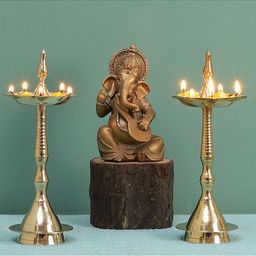 Amaya Decors Set of 2 Gold-Toned Solid Kerala Diyas-2
