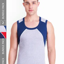 T.T. Titanic Designer Pack Of 2 Colourblocked Pure Cotton Gym Vests-image-64