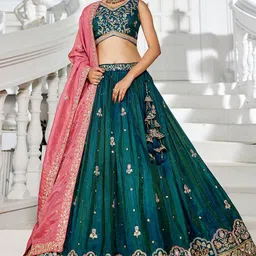 panchhi Embellished Sequinned Semi-Stitched Lehenga & Unstitched Blouse With Dupatta-picture-57