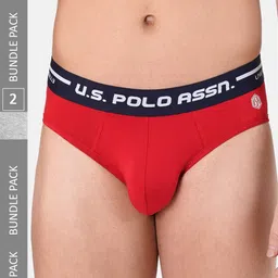 U.S. Polo Assn. Men Pack Of 2 Logo Printed Detail Waistband IYAH Briefs-28