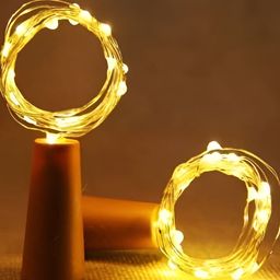 SPARK WORLD Yellow 2 Pieces Rice Shaped Cork Fairy String Lights-13