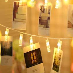 SPARK WORLD Yellow Photo Clip Shape String Lights image 1