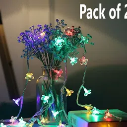 SPARK WORLD Green & Blue 2 Pieces Flower-Shaped String Lights-52