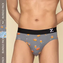 XYXX Men Pack Of 2 Conversational Printed Ribbed Briefs XYBRF2PCKN687-1