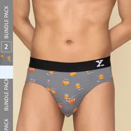 XYXX Men Pack Of 2 Conversational Printed Cotton Briefs XYBRF2PCKN691-4