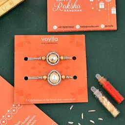 Voylla Set Of 2 Kundan Polki Studded Thread Rakhis-image-9
