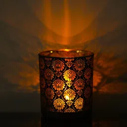 MARKET99 Black 2 Pieces Printed Glass Candle Holders-image-86