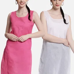 PARAMOUNT CHIKAN Women Magenta & White Pack Of 2 Solid Cotton Camisoles-picture-16