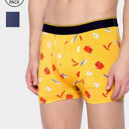 bummer Men Yellow & Navy Blue Pack Of 2 Printed Micro Modal Trunks - TRGALBRE02S-29