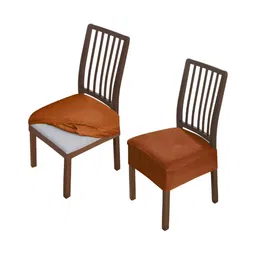 HOKIPO Brown 2 Pieces Velvet Chair Covers-image-98