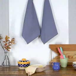 TARAN LIVING Grey 2 Pieces Cotton Kitchen Towels-image-12