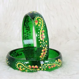 NMII Set of 2 Printed Glass Bangles-55