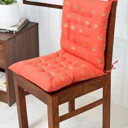 TARAN LIVING 2-Pcs Pink & Brown Printed Cotton Square Cushion Chair Pads-11