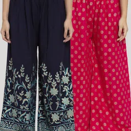 Clora Creation Pack Of 2 Women Printed Knitted Palazzos-image-58