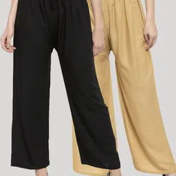 Clora Creation Women Black & Beige Set Of 2 Palazzos-image-85
