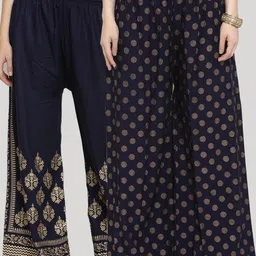 Clora Creation Women Pack of 2 Floral Printed Knitted Ethnic Palazzos-image-86