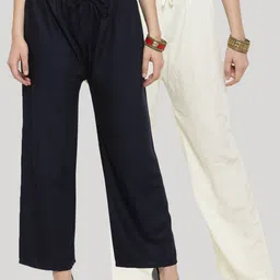 Clora Creation Women Pack Of 2 Black & White  Ethnic Palazzos-image-44