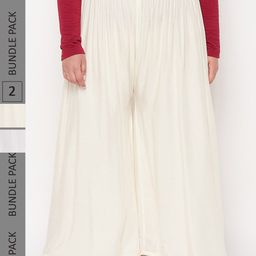 CLORA CREATION PLUS Pack Of 2 Straight Fit Ethnic Palazzos-image-74