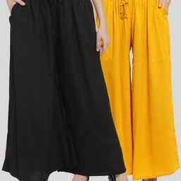 Clora Creation Women Pack of 2 Solid Rayon Flared Palazzos-picture-22