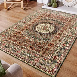 Carpet Decore Brown & Red Ethnic Motifs Printed Water Resistant Carpet-50