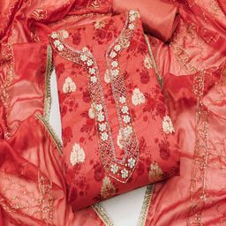 ASISA Embroidered Art Silk Unstitched Dress Material-image-75