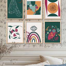 Kotart Brown & Green 6 Piece Piece Wood Abstract Wall Arts-image-28