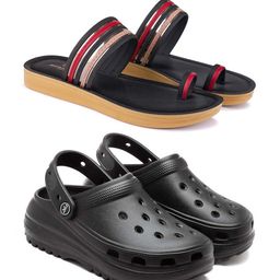 BERSACHE Women Set Of 2 Ultra Soft Flats & Clogs-image-34