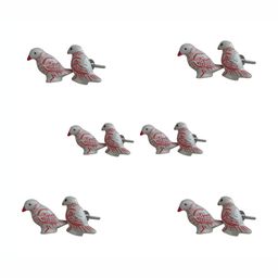 Indianshelf 6-Pcs White & RedBird Printed Ceramic Knobs-image-88