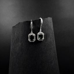 AKLINA Rhodium-Plated American Diamond Studded Square Shaped Studs-10