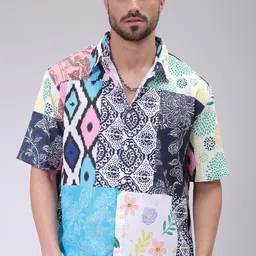 The Indian Garage Co Men Cutaway Collar Ethnic Motifs Printed Boxy Casual Shirt-image-48
