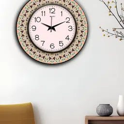 OLIVE TREE Lavender & Black Printed Round Shaped Contemporary Wall Clock-18
