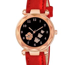 CERO Women Printed Dial & Leather Straps Analogue Multi Function Watch FBF223-Red-picture-58