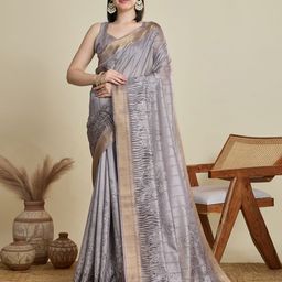 Mitera Floral Printed Zari Saree With Unstitched Blouse Piece-picture-25