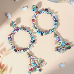 KPOP Gold Plated Beaded Contemporary Drop Earrings-image-17