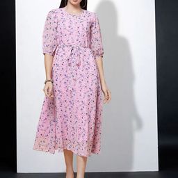 MISS AYSE Floral Print Applique Fit & Flare Dress-image-22
