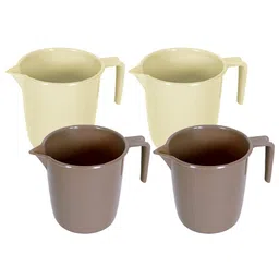 Kuber Industries Beige & Brown 4 piece Solid Plastic Bath Accessories Set-85