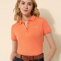 U.S. Polo Assn. Women Regular Fit Solid Polo Collar Cotton T-shirt-image-17