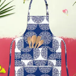 ArtzFolio White & Blue Printed Cotton Aprons-image-17