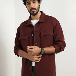 NOBERO Men Relaxed Spread Collar Textured Casual Shirt-picture-24