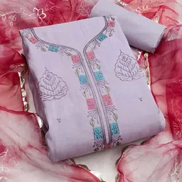 SAINOOR Floral Embroidered Sequnnied Roman Silk Semi-Stitched Dress Material-image-94