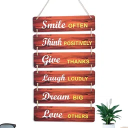 Kuber Industries Brown & Yellow Printed Wooden Wall Hanging Decor-image-80