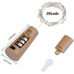 SPARK WORLD Gold Toned & Brown 2 Pieces Cork LED String Lights image 2