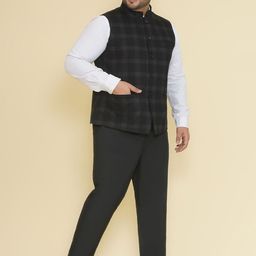 John Pride Checked Woolen Plus Size Nehru Jacket image 5