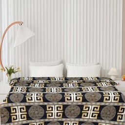 Aura Black & Brown Geometric Printed AC Room 300 GSM Double Bed Comforter-28