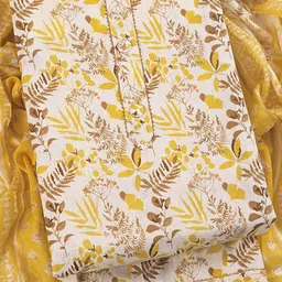 Mustard Soft Cotton Floral Printed Unsticthed Dress Material-picture-18