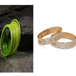 SOMIL Set of 14 Green Alloy Artificial Stones & Beads Bangles-image-21
