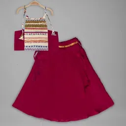IRSIA Girls Halter Neck Foil Print Ready to Wear Lehenga Choli With Belly Lace-picture-26